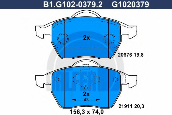 Set placute frana,frana disc VW NEW BEETLE (9C1, 1C1) (1998 - 2010) GALFER B1.G102-0379.2 piesa NOUA