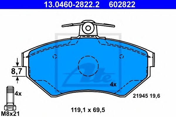 Set placute frana,frana disc VW PASSAT (3B2) (1996 - 2001) ATE 13.0460-2822.2 piesa NOUA