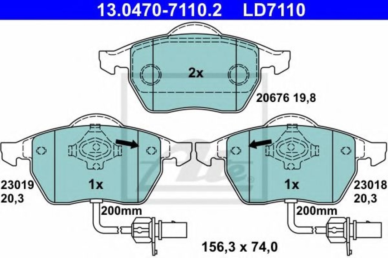 Set placute frana,frana disc VW PASSAT (3B2) (1996 - 2001) ATE 13.0470-7110.2 piesa NOUA