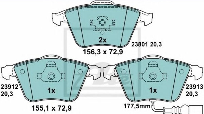 Set placute frana,frana disc VW PASSAT CC (357) (2008 - 2012) ATE 13.0470-7200.2 piesa NOUA