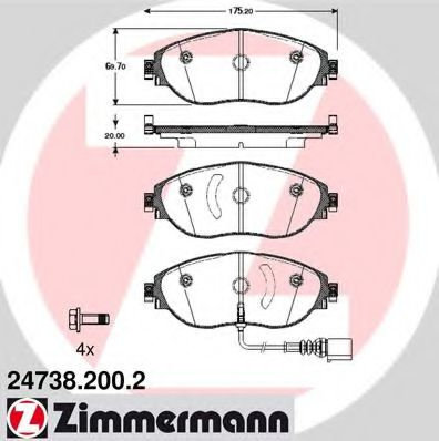 Set placute frana,frana disc VW PASSAT CC (357) (2008 - 2012) ZIMMERMANN 24738.200.2 piesa NOUA
