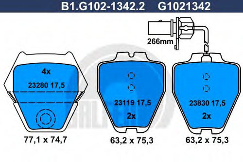 Set placute frana,frana disc VW PHAETON (3D) (2002 - 2016) GALFER B1.G102-1342.2 piesa NOUA