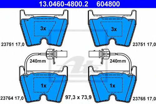 Set placute frana,frana disc VW PHAETON (3D) (2002 - 2016) ATE 13.0460-4800.2 piesa NOUA