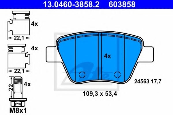 Set placute frana,frana disc VW SCIROCCO (137, 138) (2008 - 2016) ATE 13.0460-3858.2 piesa NOUA