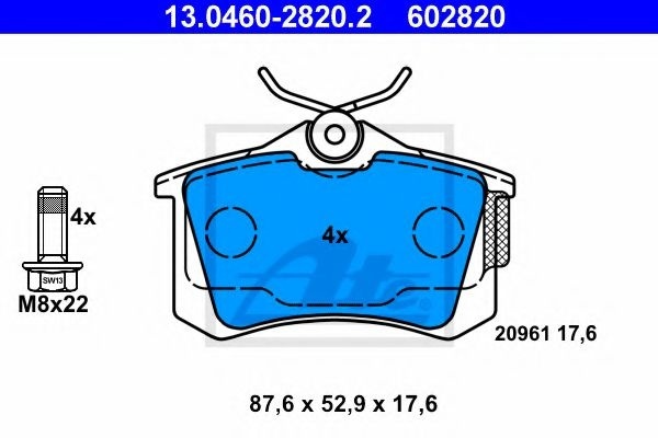 Set placute frana,frana disc VW SCIROCCO (137, 138) (2008 - 2016) ATE 13.0460-2820.2 piesa NOUA