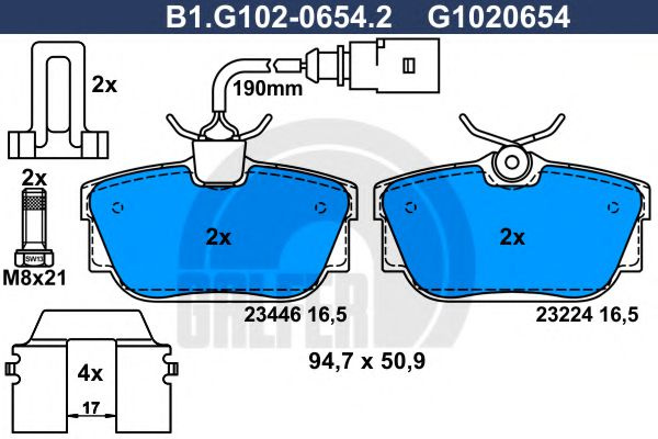 Set placute frana,frana disc VW SHARAN (7M8, 7M9, 7M6) (1995 - 2010) GALFER B1.G102-0654.2 piesa NOUA