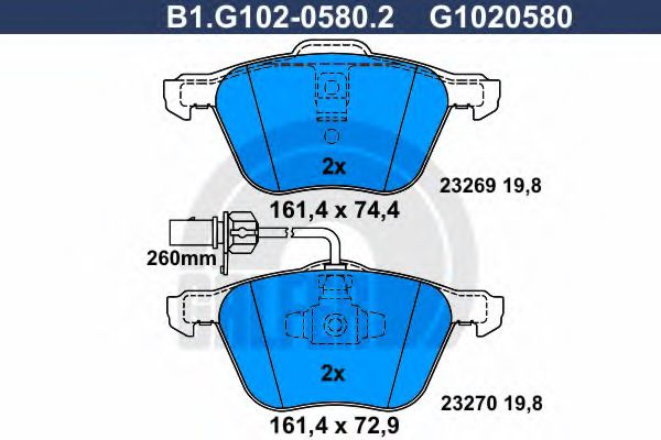 Set placute frana,frana disc VW SHARAN (7M8, 7M9, 7M6) (1995 - 2010) GALFER B1.G102-0580.2 piesa NOUA