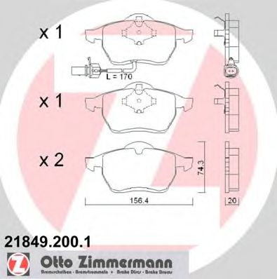 Set placute frana,frana disc VW SHARAN (7M8, 7M9, 7M6) (1995 - 2010) ZIMMERMANN 21849.200.1 piesa NO...
