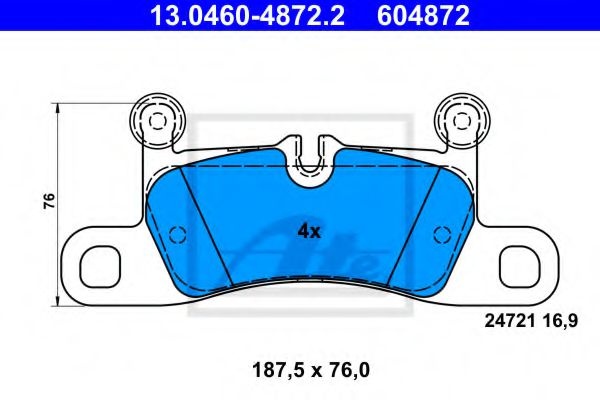 Set placute frana,frana disc VW TOUAREG (7P5) (2010 - 2016) ATE 13.0460-4872.2 piesa NOUA