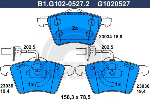 Set placute frana,frana disc VW TRANSPORTER IV bus (70XB, 70XC, 7DB, 7DW, 7DK) (1990 - 2003) GALFER B1.G102-0527.2 piesa NOUA