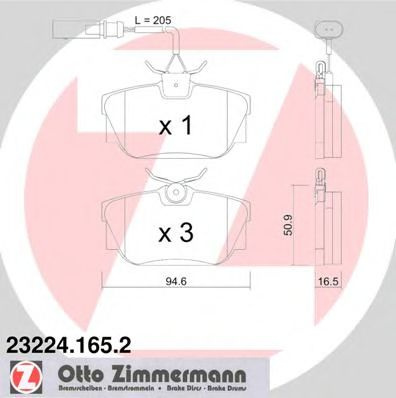 Set placute frana,frana disc VW TRANSPORTER IV caroserie (70XA) (1990 - 2003) ZIMMERMANN 23224.165.2 piesa NOUA