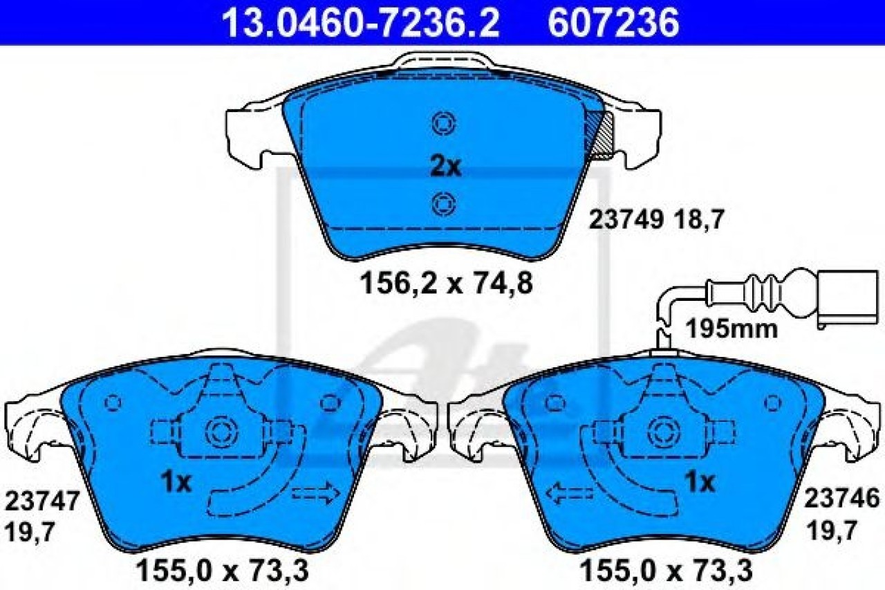 Set placute frana,frana disc VW TRANSPORTER V platou / sasiu (7JD, 7JE, 7JL, 7JY, 7JZ, 7FD) (2003 - 2016) ATE 13.0460-7236.2 piesa NOUA