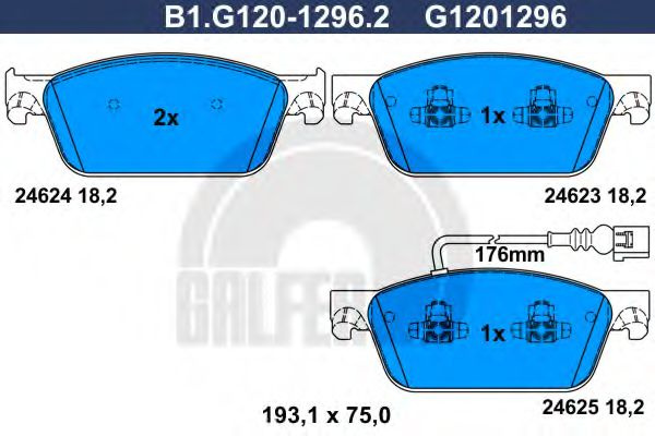 Set placute frana,frana disc VW TRANSPORTER V platou / sasiu (7JD, 7JE, 7JL, 7JY, 7JZ, 7FD) (2003 - 2016) GALFER B1.G120-1296.2 piesa NOUA