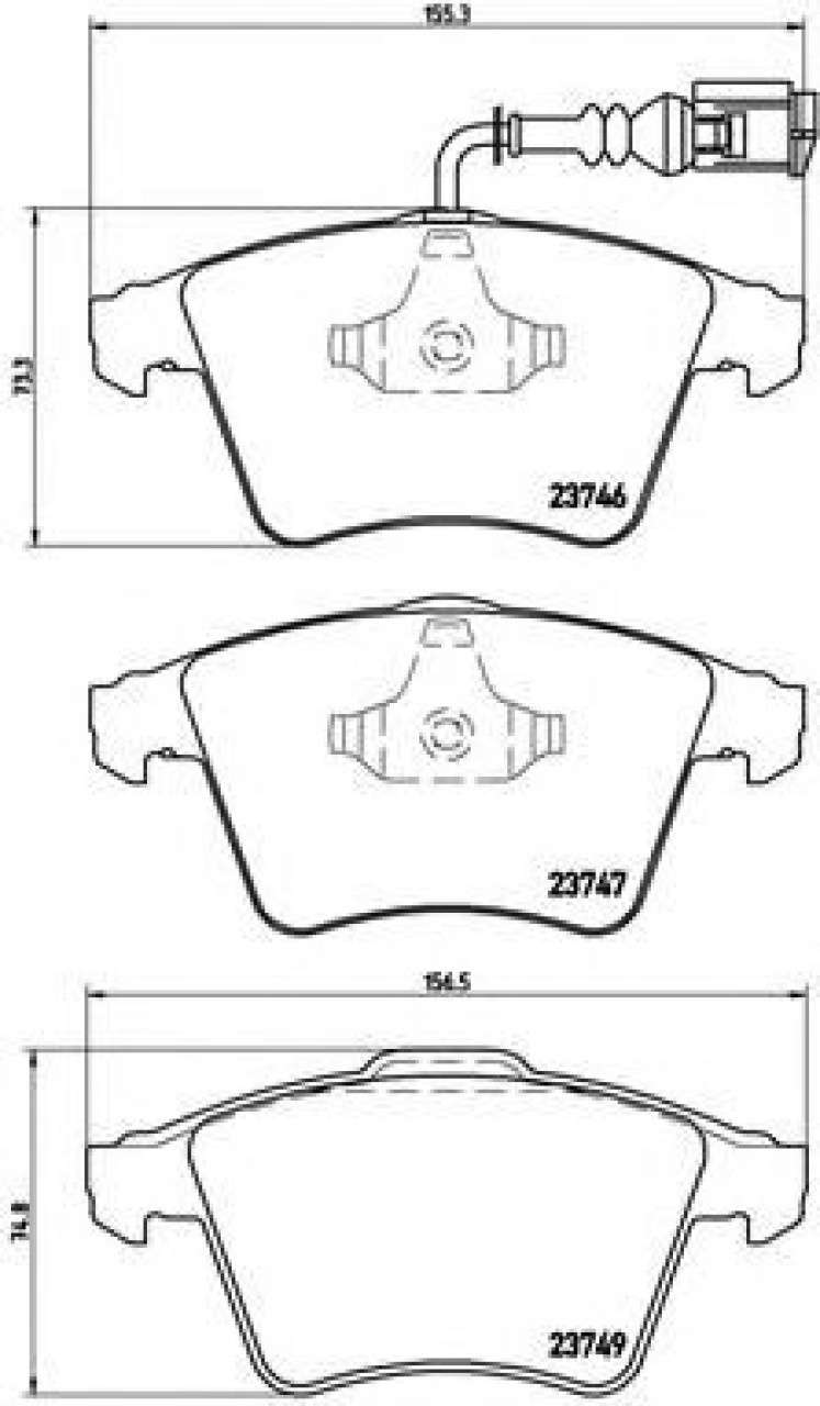 Set placute frana,frana disc VW TRANSPORTER V caroserie (7HA, 7HH, 7EA, 7EH) (2003 - 2016) BREMBO P 85 081 piesa NOUA