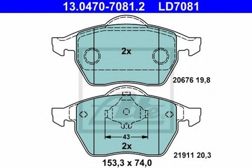 Set placute frana,frana disc VW VENTO (1H2) (1991 - 1998) ATE 13.0470-7081.2 piesa NOUA