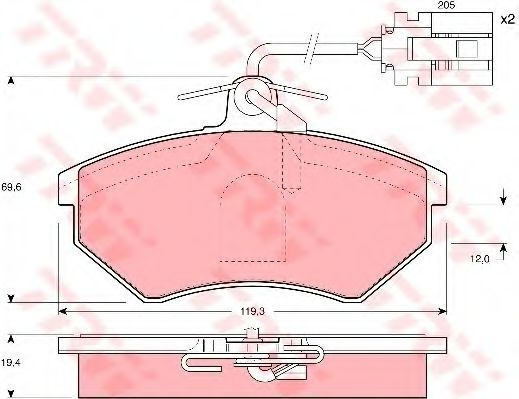 Set placute frana,frana disc VW VENTO (1H2) (1991 - 1998) TRW GDB1057 piesa NOUA
