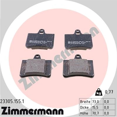 Set Placute Frana,frana Disc Zimmermann Citroen/Peugeot 23305.155.1