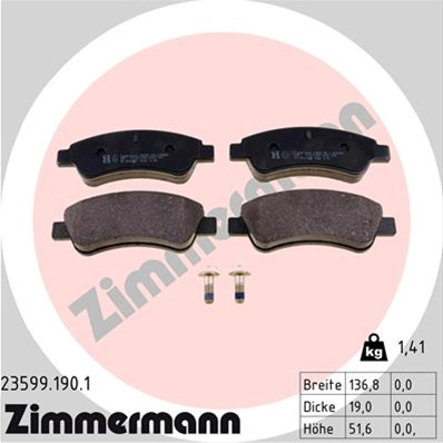 Set Placute Frana,frana Disc Zimmermann Citroen/Peugeot 23599.190.1