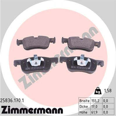 Set Placute Frana,frana Disc Zimmermann Citroen/Peugeot 25836.170.1