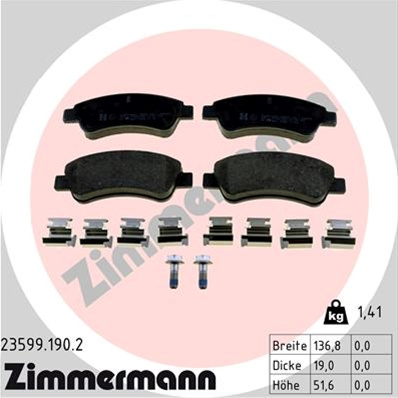 Set Placute Frana,frana Disc Zimmermann Citroen/Peugeot 23599.190.2