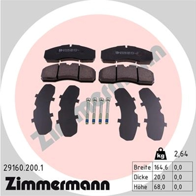 Set Placute Frana,frana Disc Zimmermann Iveco 29160.200.1