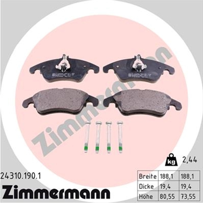 Set Placute Frana,frana Disc Zimmermann Mercedes-Benz 24310.190.1