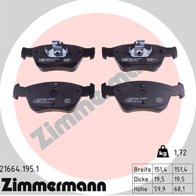 Set Placute Frana,frana Disc Zimmermann Mercedes-Benz 21664.195.1