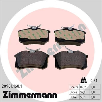 Set Placute Frana,frana Disc Zimmermann Peugeot (Df-Psa) 20961.160.1