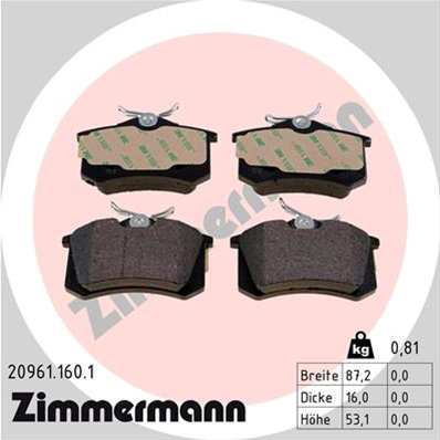 Set Placute Frana,frana Disc Zimmermann Peugeot (Df-Psa) 20961.160.1