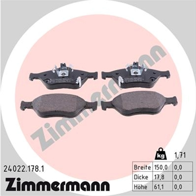Set Placute Frana,frana Disc Zimmermann Toyota 24022.178.1