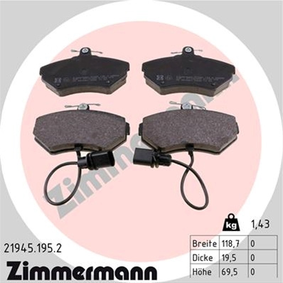 Set Placute Frana,frana Disc Zimmermann Vag 21945.195.2