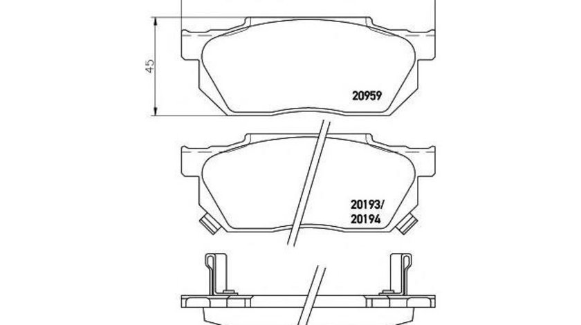 Set placute frana Honda CRX (AF, AS) 1983-1987 #2 019302