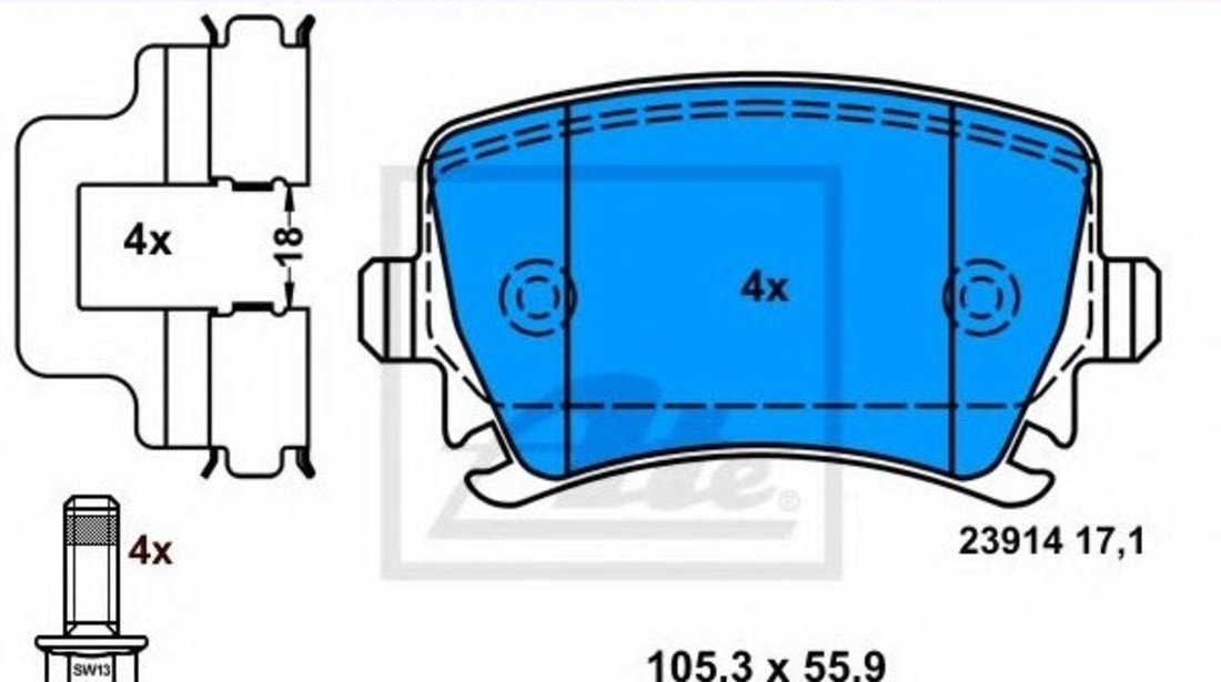 Set Placute Frana Spate Ate Audi A3 8P 2003-2013 13.0460-2880.2