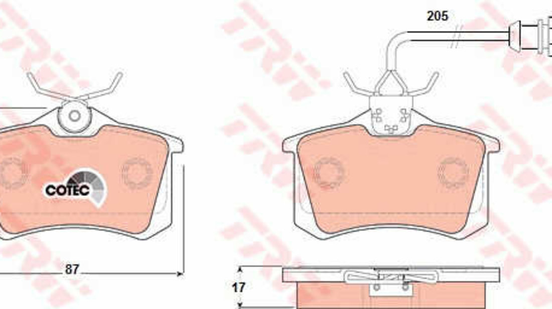 Set Placute Frana Spate Trw Seat Alhambra 1 1996-2010 GDB1415