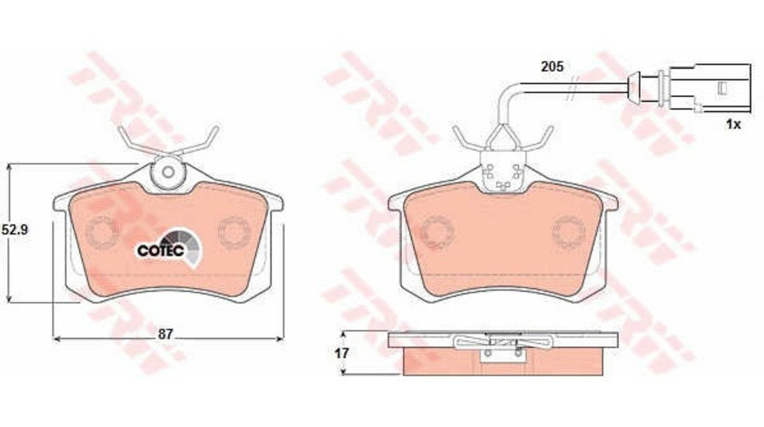 Set Placute Frana Spate Trw Seat Alhambra 1 1996-2010 GDB1415