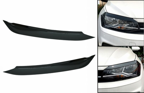 Set Pleoape Faruri Compatibil Cu Volkswagen Polo 6 AW 2018-2020 Negru Lucios HEVWPOAW