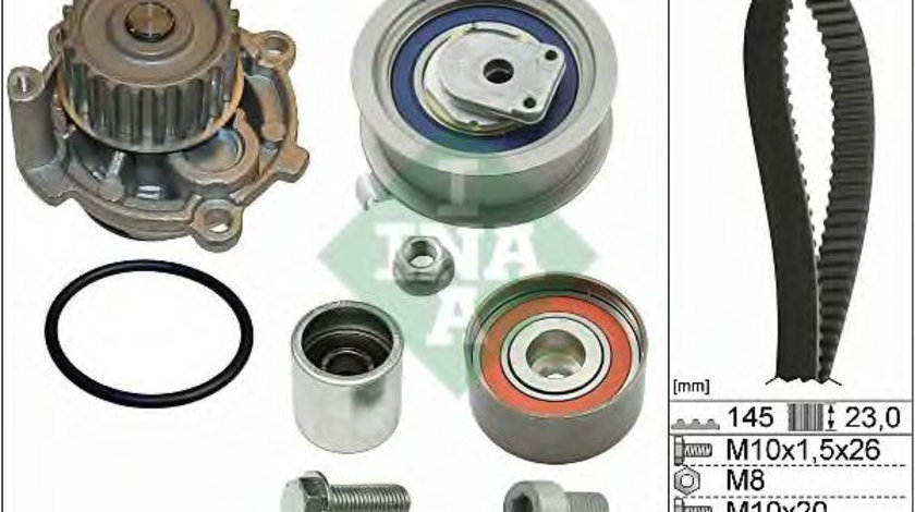 Set pompa apa + curea dintata AUDI A4 (8E2, B6) (2000 - 2004) INA 530 0374 30 piesa NOUA