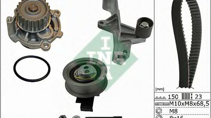 Set pompa apa + curea dintata AUDI A4 (8E2, B6) (2000 - 2004) INA 530 0546 31 piesa NOUA