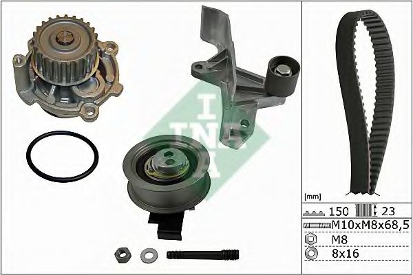 Set pompa apa + curea dintata AUDI A4 Avant (8E5, B6) (2001 - 2004) INA 530 0546 31 piesa NOUA