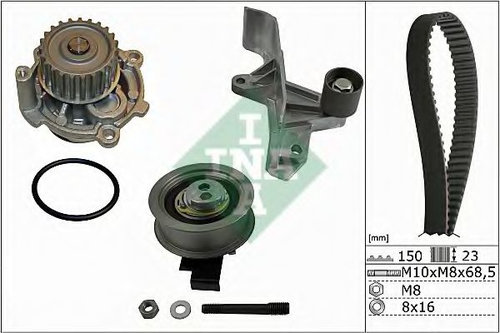Set pompa apa + curea dintata AUDI A4 Cabriolet (8H7, B6, 8HE, B7) (2002 - 2009) INA 530 0546 31 pie...