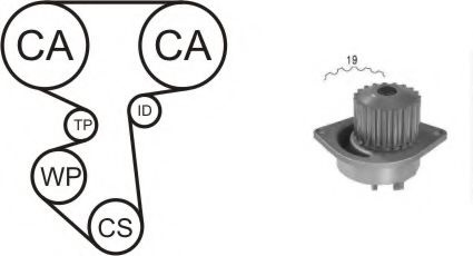Set pompa apa + curea dintata CITROEN XSARA Cupe (N0) (1998 - 2005) AIRTEX WPK-160001 piesa NOUA
