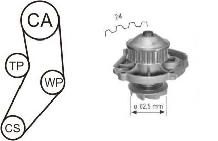 Set pompa apa + curea dintata FIAT PUNTO Cabriolet (176C) (1994 - 2000) AIRTEX WPK-161602 piesa NOUA