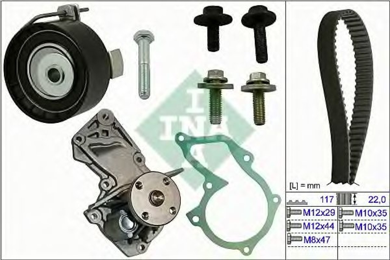 Set pompa apa + curea dintata FORD FIESTA V (JH, JD) (2001 - 2010) INA 530 0495 30 piesa NOUA