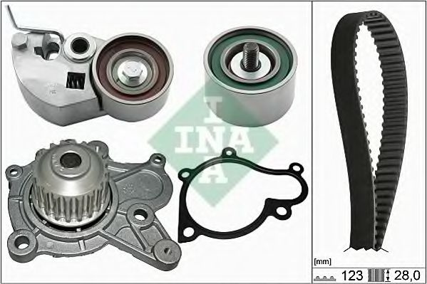 Set pompa apa + curea dintata HYUNDAI ELANTRA (XD) (2000 - 2006) INA 530 0542 30 piesa NOUA