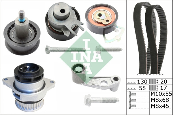 Set Pompa Apa + Curea Dintata Ina Audi 530 0089 30