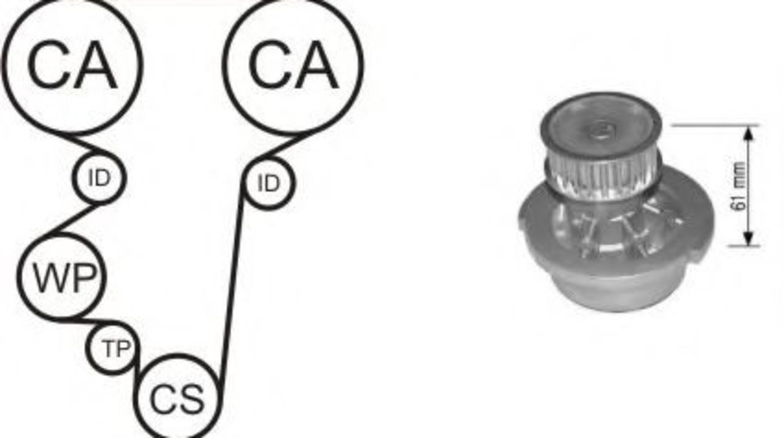 Set pompa apa + curea dintata OPEL CORSA B (73, 78, 79) (1993 - 2002) AIRTEX WPK-144601 piesa NOUA