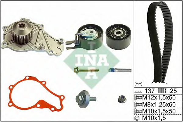 Set pompa apa + curea dintata PEUGEOT 3008 (2009 - 2016) INA 530 0375 30 piesa NOUA