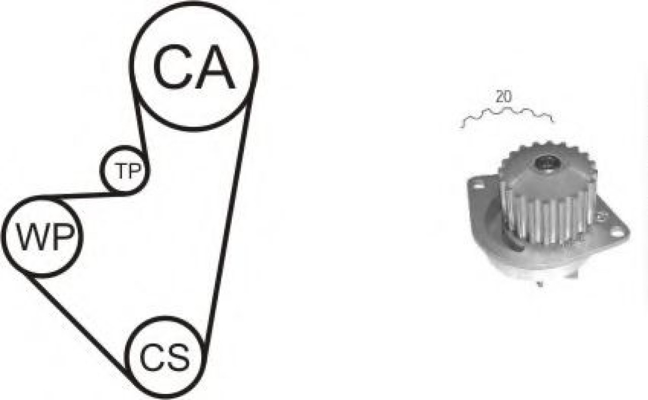 Set pompa apa + curea dintata PEUGEOT 306 Break (7E, N3, N5) (1994 - 2002) AIRTEX WPK-141901 piesa NOUA