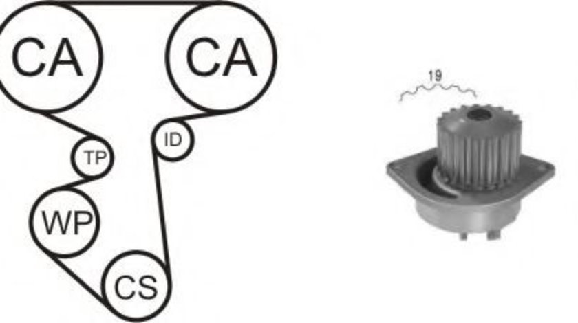 Set pompa apa + curea dintata PEUGEOT 307 SW (3H) (2002 - 2016) AIRTEX WPK-160002 piesa NOUA