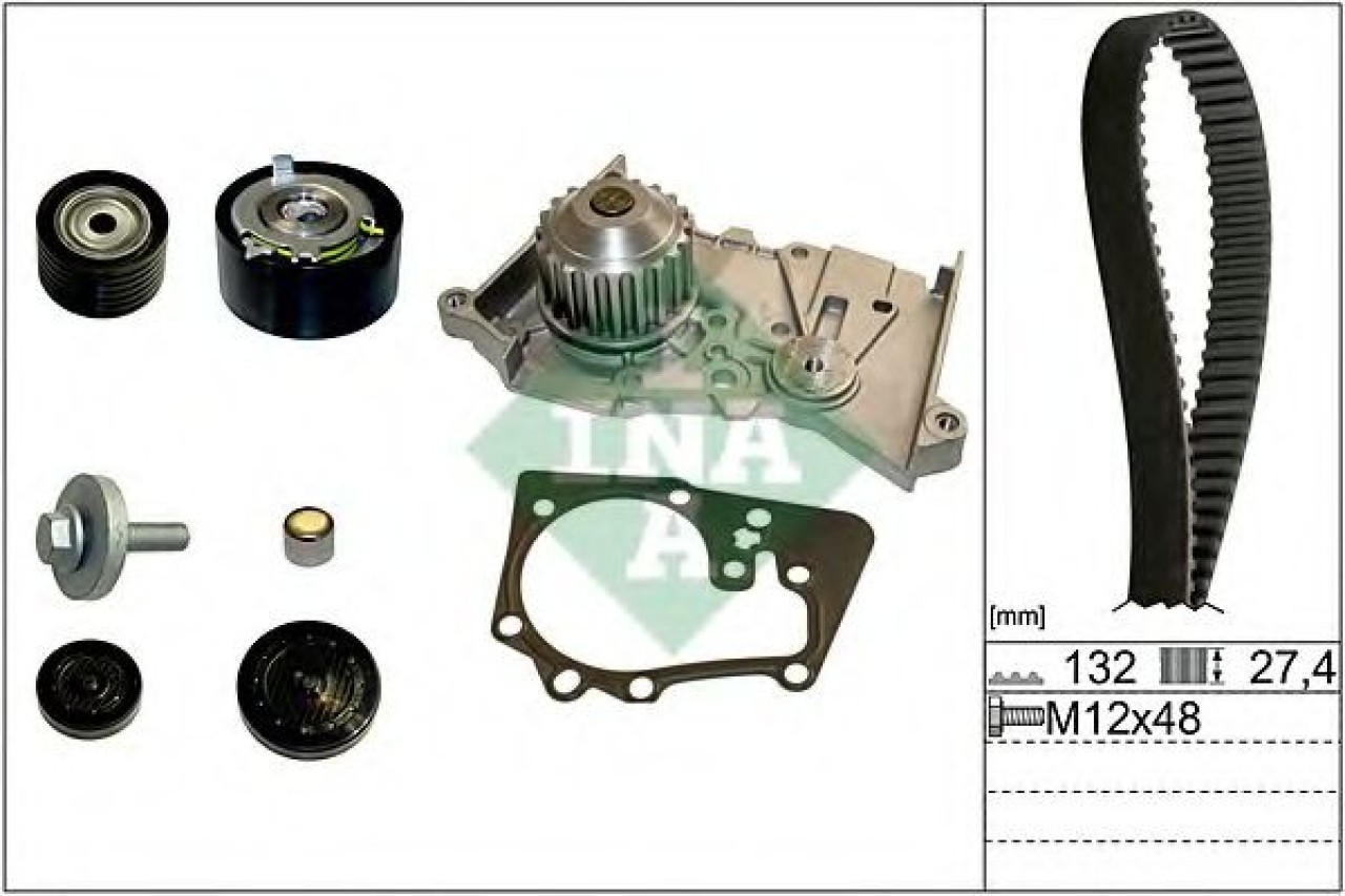 Set pompa apa + curea dintata RENAULT CLIO III Grandtour (KR0/1) (2008 - 2012) INA 530 0639 30 piesa NOUA